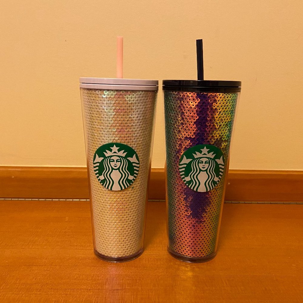 New Starbucks 2020 Holiday Sequin Tumbler Set